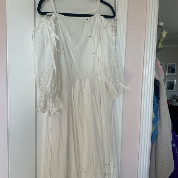 Ulla Johnson Narcisa Eyelet Dress Off Shoulder White 8 midi - Picture 3 of 4